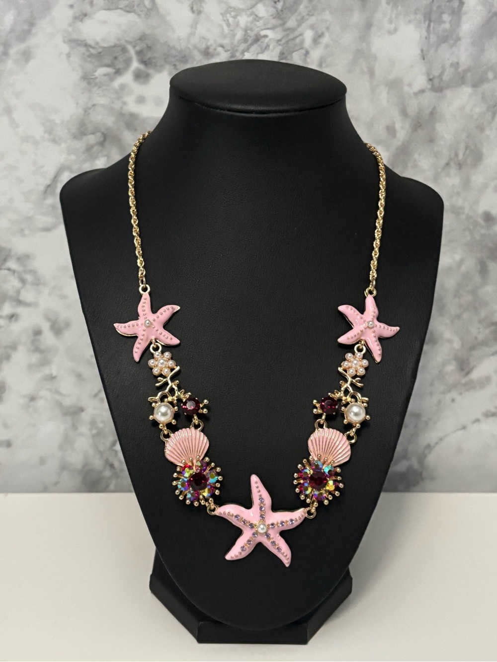 Starfish Necklace Set Pink & Gold